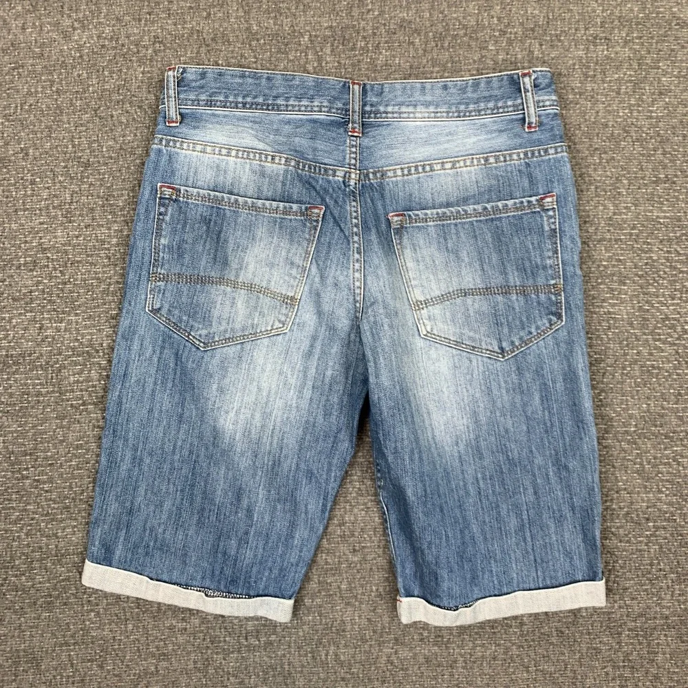 Denim CO Selvedge Jean Shorts Men's 30 Blue Skate Jorts Retro Whisker Fade USA